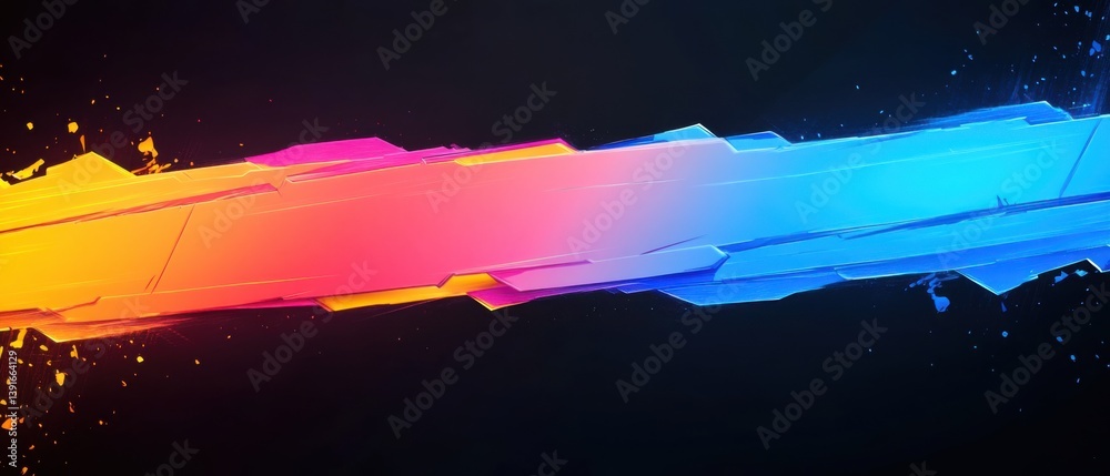 Wall mural abstract colorful geometric shapes with gradient effect on dark background modern digital art with v