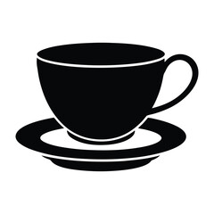 a vector silhouette cup of coffee white background.