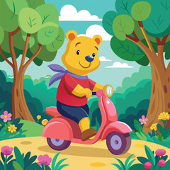 bear in the woods with flowers