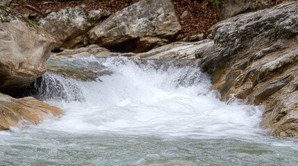 Obraz premium Mountain stream cascading over rocks