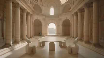 Fototapeta premium A grand building interior showcasing a meeting space with furniture elements