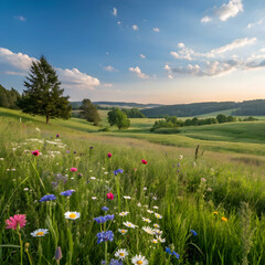 Fototapeta premium Stunning Summer Meadow Landscape Photo on transparent background