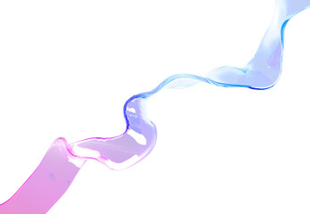 Glass rainbow ribbon, flying holographic water wave line on abstract 3d background. Iridescent transparent tape with pink blue gradient texture in motion. Flowing glossy curve shape
