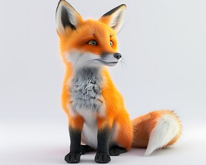 Fototapeta premium Adorable Red Fox Kit Sitting Posing for Wildlife Animal