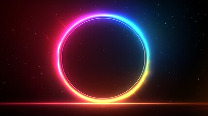 Luminous Spectrum Circle: A vibrant, futuristic image of a luminous circle against a space backdrop, showcasing a radiant glow of color, energy, and technological prowess. 