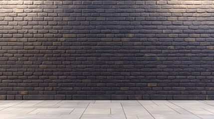 Fototapeta premium Textured brick wall with lights illuminating a spacious floor area