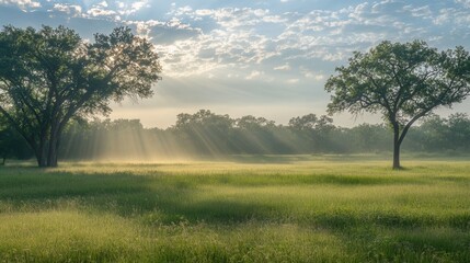 Sunrise over a grassy meadow