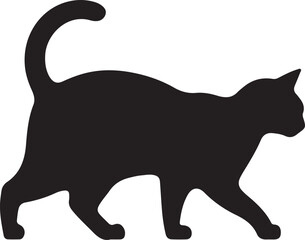 Black Cat Silhouette on White Background