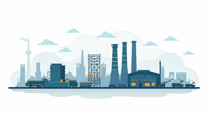 Flat Refined Imagery of the Military-Industrial Complex: High-Resolution Visuals of Integrated Defense Systems & Advanced Manufacturing in a Cute Vector Style