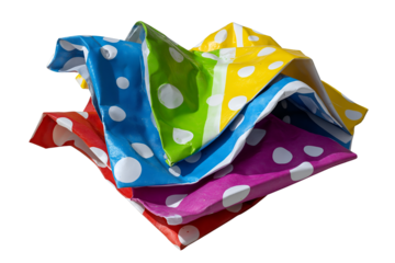 Colorful Polka Dot Fabric Stacked for Art or Design Projects