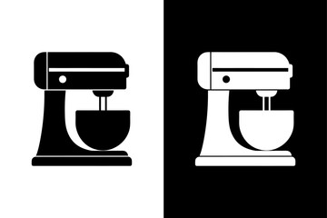 Silhouette Stand Mixer Icon Clean Vector in B&W