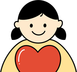 하트 들고있는 여자아이