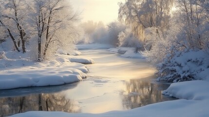 Winter wonderland river scene