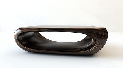 A wooden coffee table with a curved top
