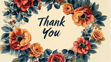 Floral thank you card with autumnal blooms