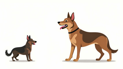 Artful Vector Illustrations Celebrating Military Service Dogs: Honoring Loyalty, Training, and Support for National Defense in a Cute, Flat Design