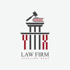 modern law firm justice logo design vector graphic template.	