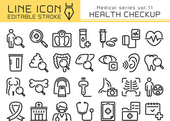 ラインアイコン　医療シリーズvol.11　健康診断・人間ドック