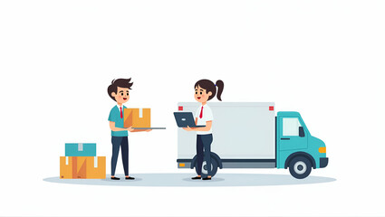 Obraz premium Innovative Robotic Logistics Solutions: Smart Automation & Digital Tracking for Streamlined Supply Chain Operations | Cute Vector Illustration