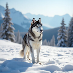 Naklejka premium Husky Embracing the Call of the Wild