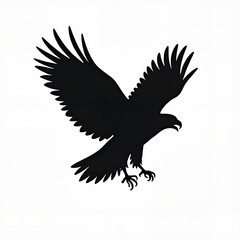 Silhouette of a soaring eagle with outstretched wings  