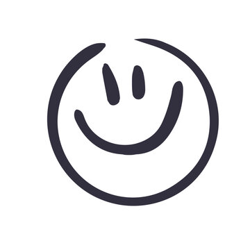 Naklejki Hand Drawn Scribble Doodle Smiley Face