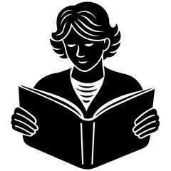 Minimal reader life vector line art—AI-generated design, perfect for digital print use.