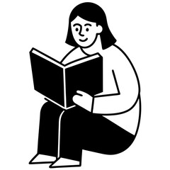 Minimal reader life vector line art&mdash;AI-generated design, perfect for digital print use.