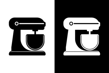 Stand Mixer Silhouette Vector Icon Black and White Design.