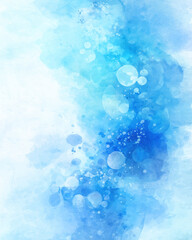 beautiful blue watercolor explosion with scattered bubbles creates calming atmosphere