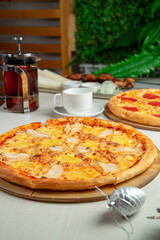 Fresh and delicious pizza with filling