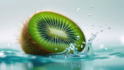 Kiwi fruit with a water droplets on a white background