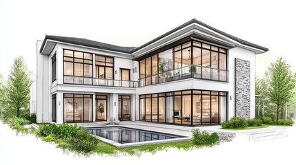 Modern House Exterior Design, Swimming Pool, Backyard