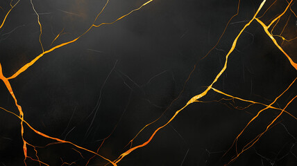 stunning black marble texture featuring striking golden cracks, creating luxurious and elegant appearance. This background is perfect for various design projects