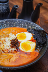 Indonesian-style ramen, captured on April 8, 2025. A savory noodle dish with rich broth, tender meat, and local spices for a flavorful fusion meal
