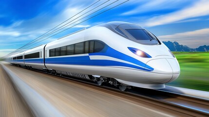 Fototapeta premium High Speed Train on Scenic Landscape