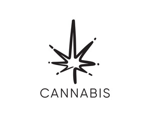abstract cannabis star line logo design template illustration inspiration