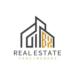 Fototapeta premium initial monogram logo for real estate with building shape creative design 