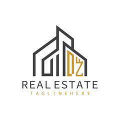 Fototapeta premium initial monogram logo for real estate with building shape creative design 