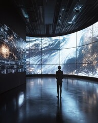 Obraz premium Global meteorological observatory with satellite interface and hyperrealistic visuals