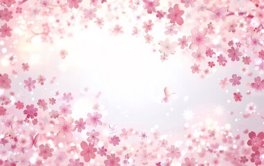 Soft Pink Cherry Blossom Background with Bokeh Lights and Abstract Design Perfect for Springtime Celebrations and Romantic Themes
