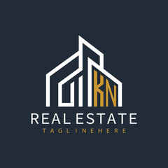 Fototapeta premium initial monogram logo for real estate with building shape creative design 
