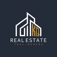 initial monogram logo for real estate with building shape creative design	
