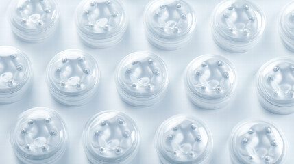 Pills in Blister Pack: A precise top-down perspective unveils rows of pharmaceutical pills, perfectly aligned within a blister pack.