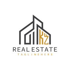 Fototapeta premium initial monogram logo for real estate with building shape creative design 