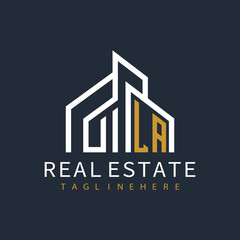Fototapeta premium initial monogram logo for real estate with building shape creative design 