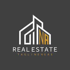 Fototapeta premium initial monogram logo for real estate with building shape creative design 