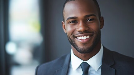 Fototapeta premium Handsome businessman in formal wear, confident smile, head and shoulders portrait