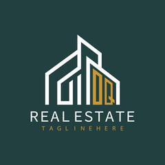 Fototapeta premium initial monogram logo for real estate with building shape creative design 