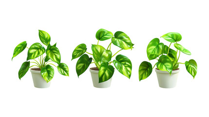 Pack of Money Plant Set Against Transparent Background for Gardening, Indoor Plant, or Nature Design Projects